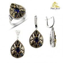 Gümüş Otantik Taşlı Set